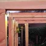 Larix steunpalen als pergola's met verlichting