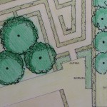 Tuinontwerp met doolhof voor tuin bij Huis D'ever te Hillegom